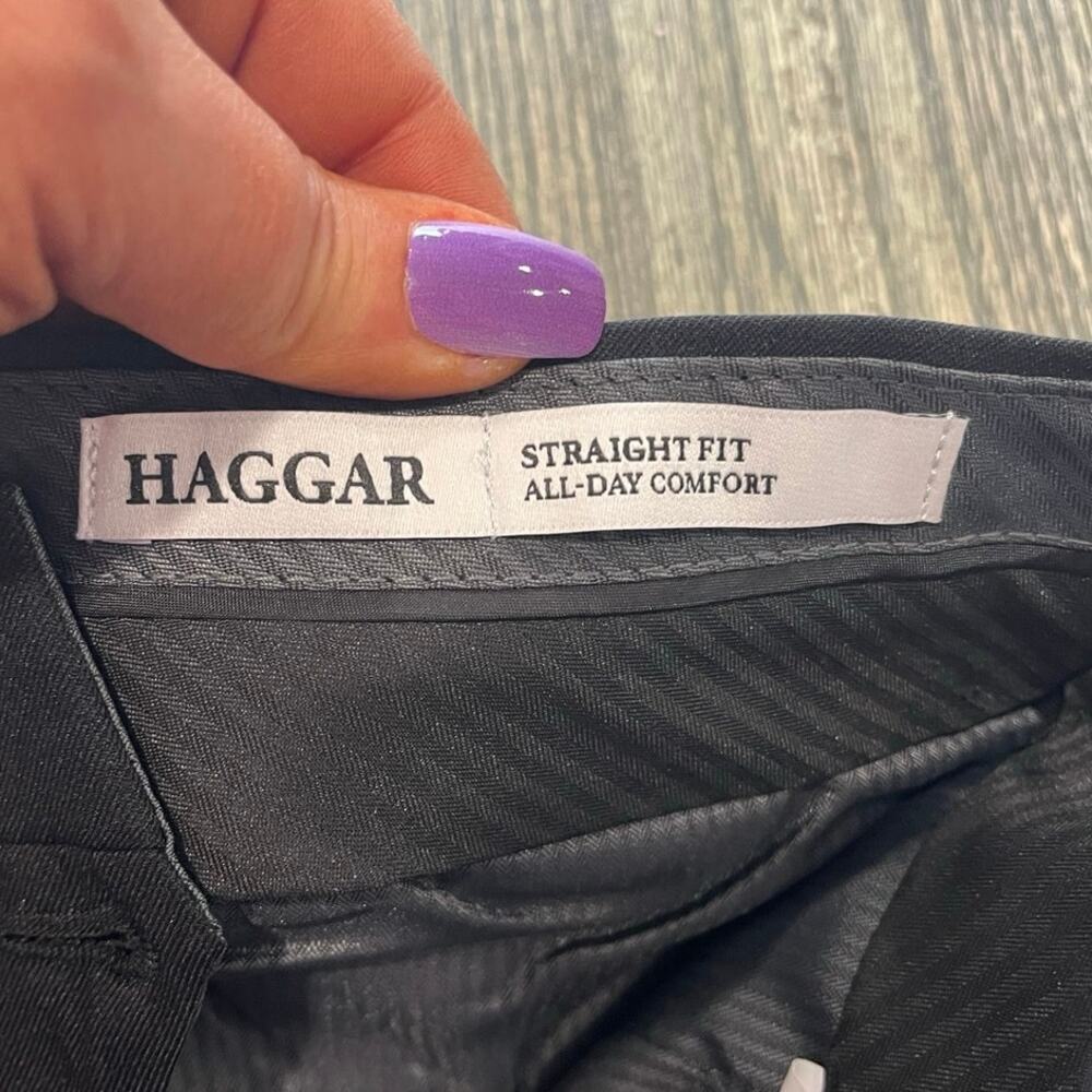 NWT Haggar Mens Dress Pants Straight Fit All Day Comfort Stretch Black Sz 32x32 - Picture 8 of 14